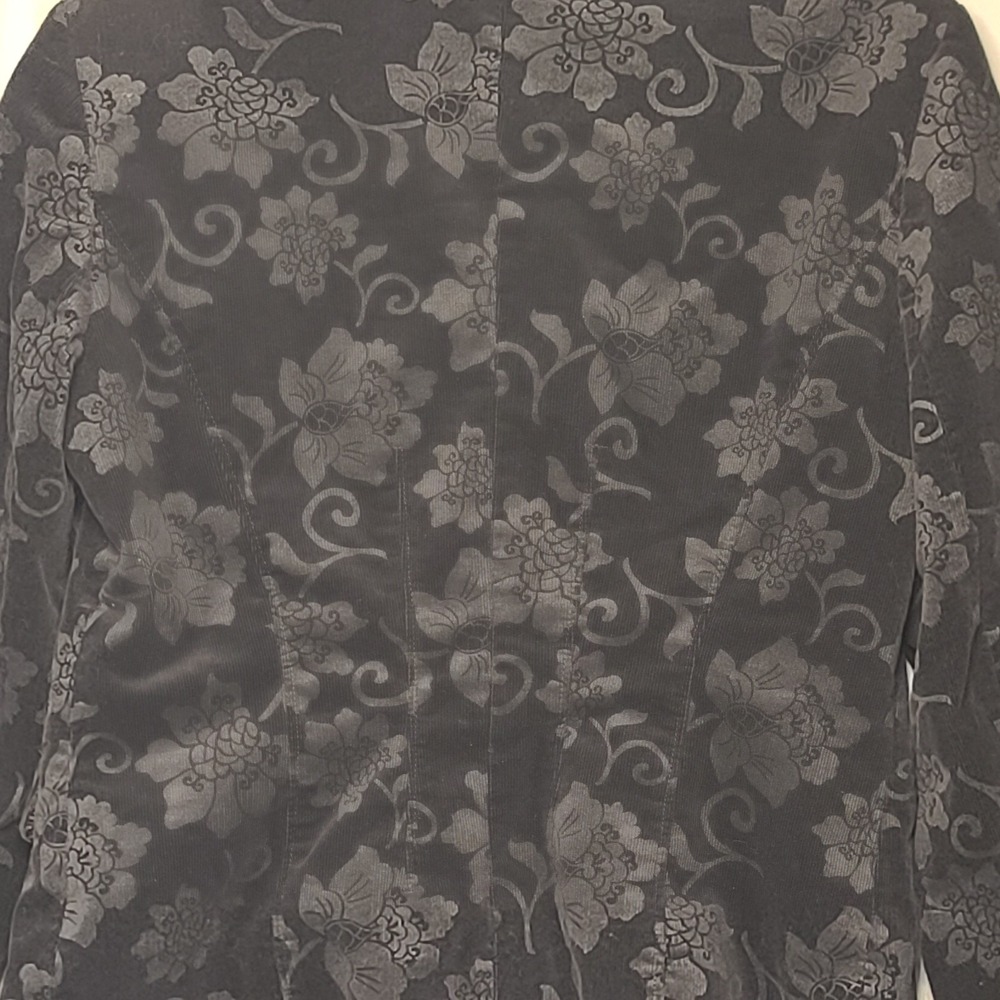 Anne Klein Floral Jacquard Stretch Jacket Womens Size 8 Black Dark Academia